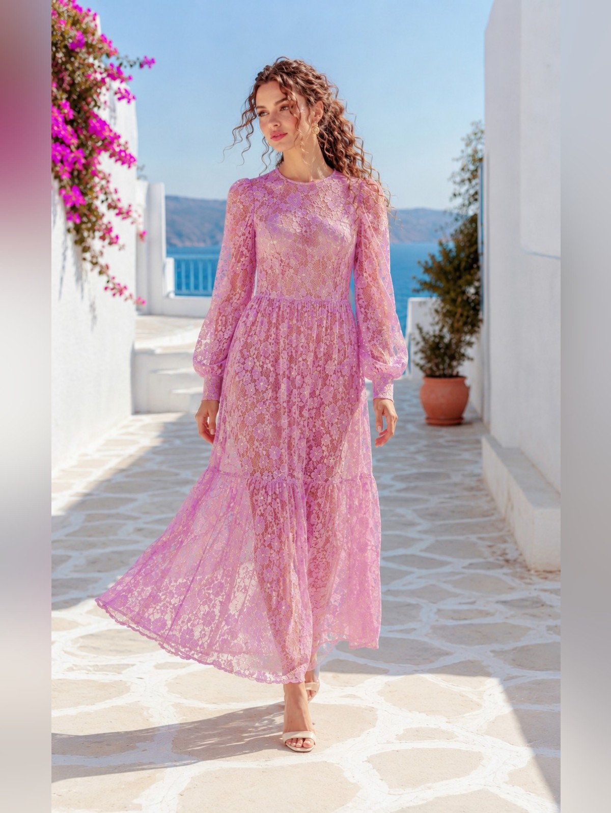 Mr. Larkin May Orchid Pink Cuore Lace Prairie Maxi Dress Xs Romantic Designer
